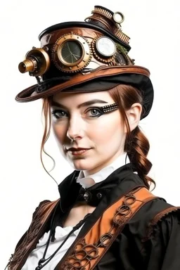 portrait of a steampunk lady on a white background