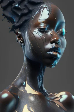 AI black woman glass marble body art realisticv2 surrealism 4k resolution