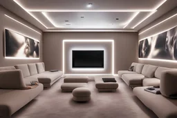 home cinema room with LED lighting in the walls make sure the room is completely symmetrical