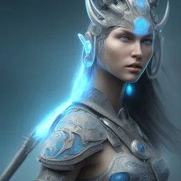 portriate of beautiful blue na'vi warrior,volumetric lighting, particals, intricate detail,realistc, close up