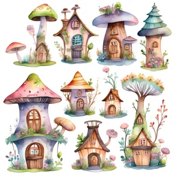 Fairy House Watercolor Fantasy Clipart