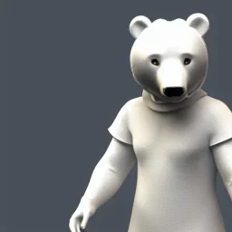 Un ours blanc, réaliste, habillé en chevalier, anthropomorphique, très détaillé, représentation 3d, un maximum de détail