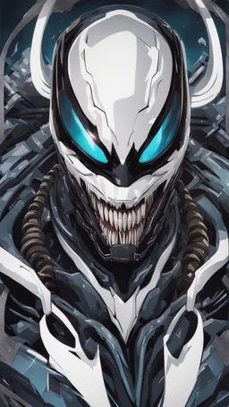 Venom mix with machine in solo leveling shadow artstyle, cyberpunk them, intricate details, highly detailed, high details, detailed portrait, masterpiece,ultra detailed,best quality