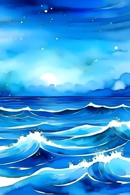 blue light water sea watercolor