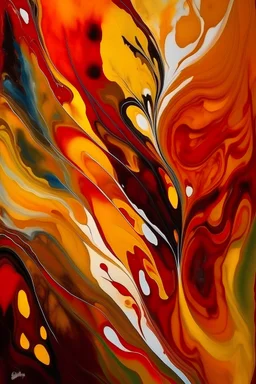 Liquid abstract painting, Autumn Splendor, Liquid pattern