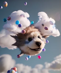 Ultra realistic speed clouds sky scene, wide angle view, strong men falling down with many Childs, circus clothing style, feather color clothing, free jumping flying, many trinkets, hair monster, many jelly beans, balls, color smoke, smile, happy, extreme, wind, clouds sea, 20,000 feet altitude, stratosphere, soft color, highly detailed, unreal engine 5, ray tracing, RTX, lumen lighting, ultra detail, volumetric lighting, 3d, finely drawn, high definition, high resolution.