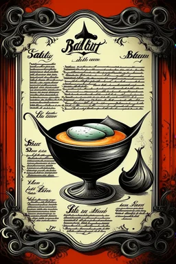 vintage cafe menu, Halloween, bat soup