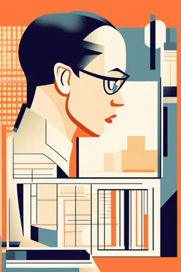 bauhaus illustration software designer working poster cassandre big poster portriat. magazine design. avatar. office. neoplastic.