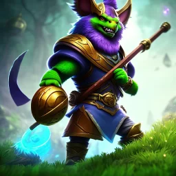 League of Legends style art, Meditating muscular turle holding a wooden rod, high definition, magical powers, close shot, background galaxy