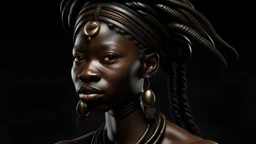 Artemis as a black woman, 90mm studio photo, hyperrealistic