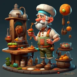 a cartoon character thirty years old confectioner , an ultrafine detailed painting by senior character artist, featured on polycount, sots art, artstation hd, 2d game art, behance hd