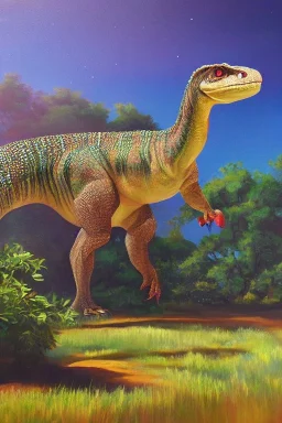 Full body portrait, painting, medium shot lady Style of Dinosaurs