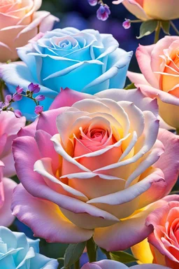 Trés belles roses, rainbows, beautiful colors gardens , flowers, cascades