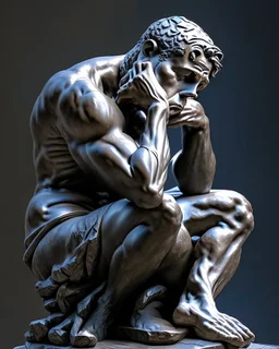 Human version of the sculpture the thinker 4k digital art