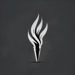 Torch, logo, simple, flat, black and white.