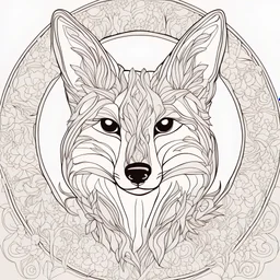 outline art, coloring pages, white Background, sketch style, only use outline, mandala stile, clean line art, white background, no shadow and clear and well, MANDALA Fox