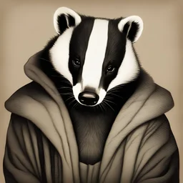 mona lisa styled portrait of a badger