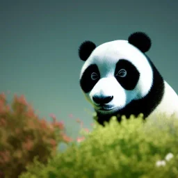 şeffaf cam kristal panda, bokeh, octane render, 8k