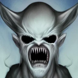 No hair Wendigo white bat monster