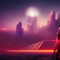 cyberpunk, landscape, GUITARS, cinematic, highly detailed, close up, 4k, deep colors, gold, fire, red, purple, dark, ethereal, utopia, apocalypse, from outer space