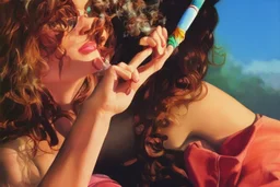 hippie girl smoking by alex ross
