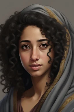arab woman , realistic , curly hair,