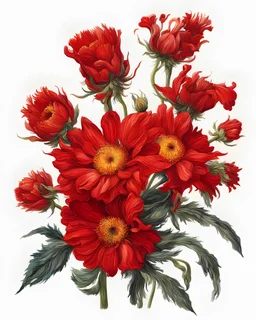 captivating bright red flower van gough mix on white background