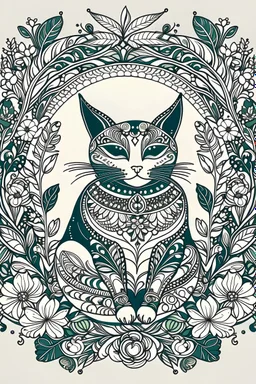 Combine floral elements with the cat silhouette to create an intricate mandala design. Incorporate flowers, leaves, and vines around the cat. Use delicate lines and details to bring the design to life.