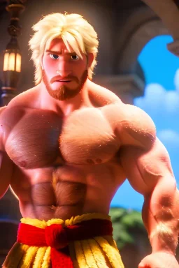 Ignore NSFW, teenager young rugged attractive slightly muscular fantasticly handsome blonde man, red briefs with yellow belt, hairy chest, (((visibly pisssing))) briefs, large erect visible boner peniss, photorealistic, artist Jay Anacleto, soft lighting, scruffy beard