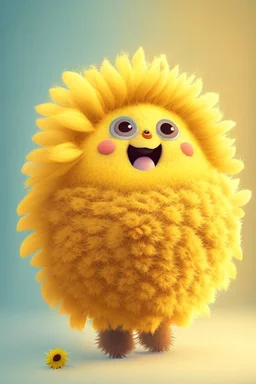 Cheery and cute sunflower avatar full body in fluffy material