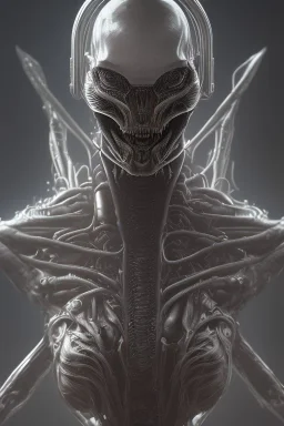 evil predator, alien, brutal face, tron, head, bitcoin eyes, 8k, finely detailed, dark light, photo realistic, hr giger, cyberpunk