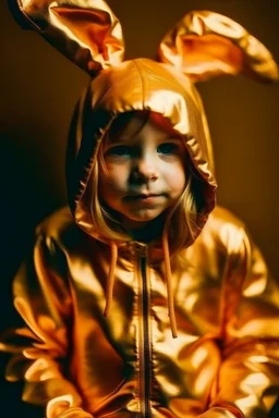 girl in a gold bunny suit