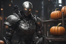 Machine venom in 8k nier automata artstyle, machine custom, pumpkin head them, halloween, close picture, fantasy world, intricate details, highly detailed, high details, detailed portrait, masterpiece,ultra detailed, ultra quality