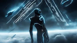 tron legacy movie, programs, space ships, clouds, creatures