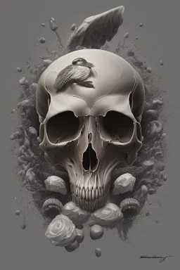 nature morte crow skull surrealism