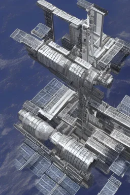 a huge space station shaped like a cylinder in deep space