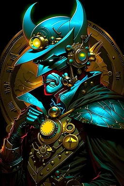 Steam Punk Batman, in the style of Alphonse Mucha, dramatic lighting, Highly Detailed, photorealism, hdr, 16k, octane effect,