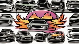 Cartoon drifting dadcar burnout logo