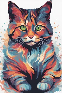 high quality, beautiful and fantastically designed silhouettes of colorful cat due to gravitational waves, beautifully designed wavelengths, very weak vibrations caused by fluctuations in the gravitational field of the universe, wave nature, stretching and compression, by yukisakura, awesome full color,