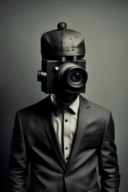 man with camera head