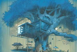 Blueprint treehouse, comic book,