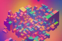 3D colorful geometric installation, simplistic, studio lighting, C4D, 16k, Behance, Artstation, centered, top down camera, vibrant