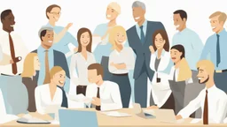 Certainly, here is a description of the ideal image for the article about "Successful Recruitment Strategies in the Business World" in English: The image depicts a group of happy and motivated employees in a professional work environment. In the center of the image, there is a manager or leader explaining successful recruitment principles to their team. The employees are shown actively engaging and participating in a discussion about the company's future. The image conveys a positive message ab