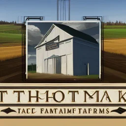 Side Door of a white truck with a logo for a wheat farm that features a tractor and wheat with text: "Pozniak Farms"