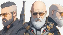 Machine Symbiot Old man, big beard, Bald hair, in solo leveling shadow drawing , neon, intricate details, highly detailed, high details, detailed portrait, masterpiece,ultra detailed, ultra quality