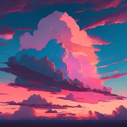 clouds during a sunset, lofi colors, lofi vibes, cool colors