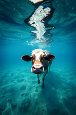 The sea with a cow underwater