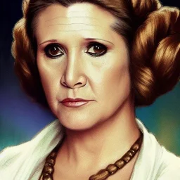 [[extrem stunning photorealistic Carrie Fisher as Princess Leia]] :: [[photorealistic face with brown eyes, short hair, head and shoulders portrait, 8k resolution photorealistic portrait by Greg Rutkowski, Artgerm, WLOP, Alphonse Mucha, dynamic lighting, hyperdetailed, intricately detailed, triadic colors]]