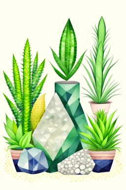 Gemstones and house plants graphic