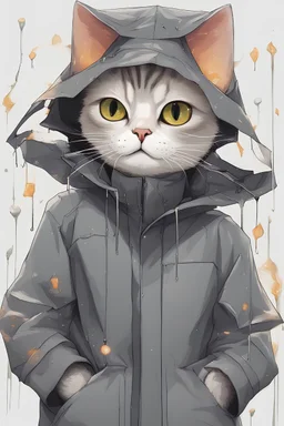 Quantum cat in the center on it raincoat